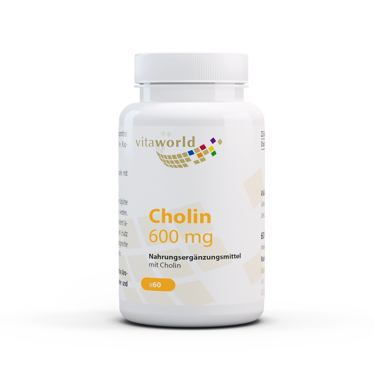 Vita World Cholin 600 mg | 60 Kapseln | vegan | gluten- und laktosefrei