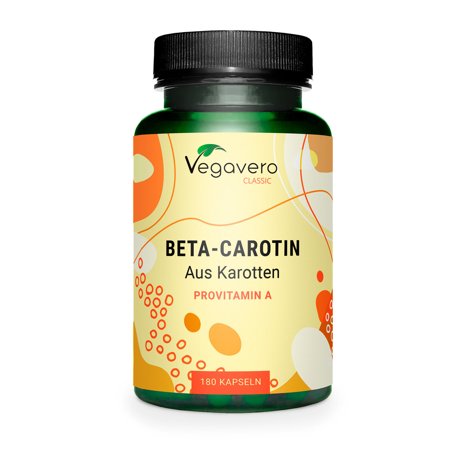 Vegavero Beta Carotin | 180 Kapseln | Natürliches Karottenextrakt für Haut & Sehkraft | 7mg Dosierung