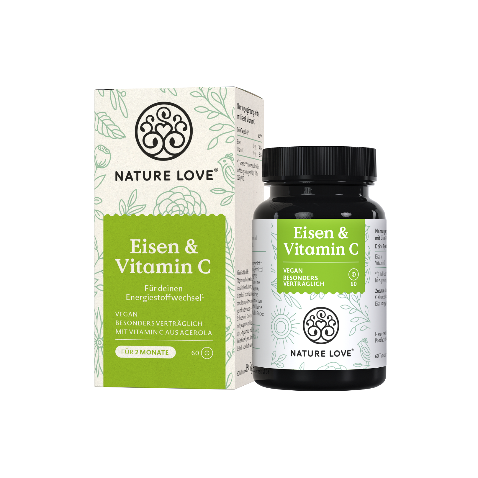Nature Love Eisen & Vitamin C | 60 Tabletten | vegan