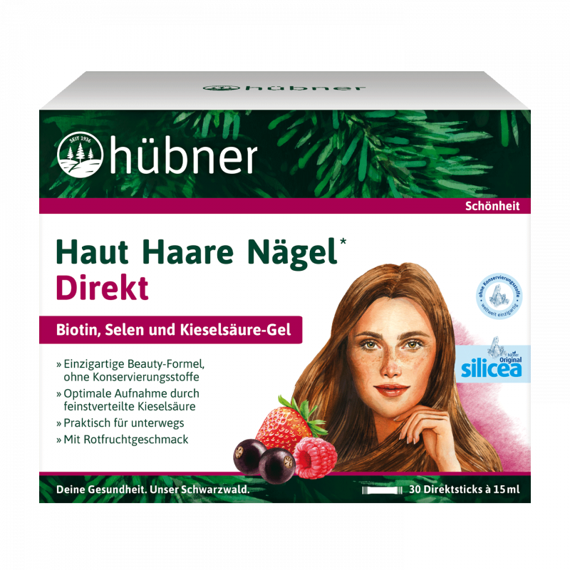 Hübner Haut Haare Nägel Rotfrucht | 30 Direktsticks | Biotin & Selen für Schönheit & Gesundheit
