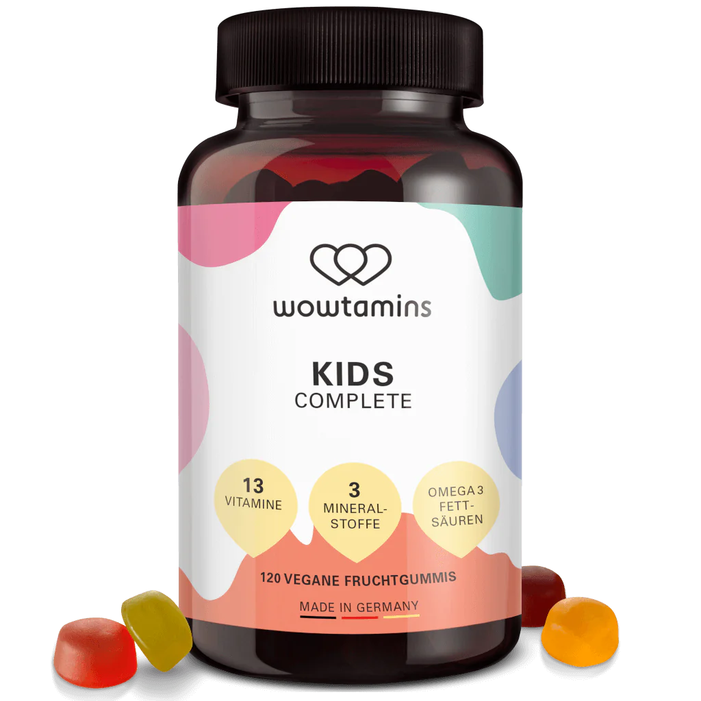 wowtamins KIDS Complete | 120 vegane Fruchtgummis | die vollständigste und leckerste Nährstoffergänzung für Kinder
