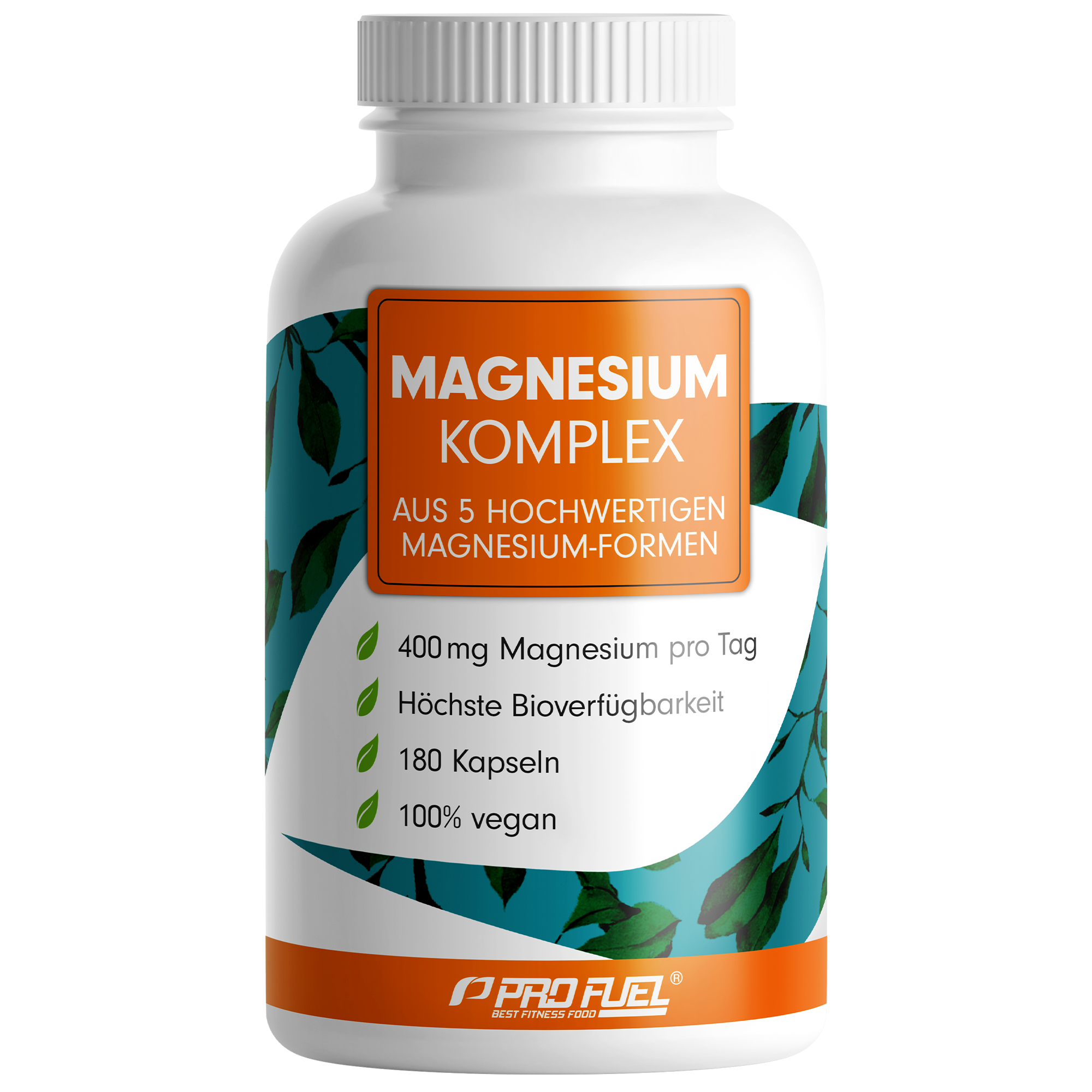 ProFuel Magnesium Komplex | 180 Kapseln | aus 5 hochwertigen Magnesium-Formen | vegan