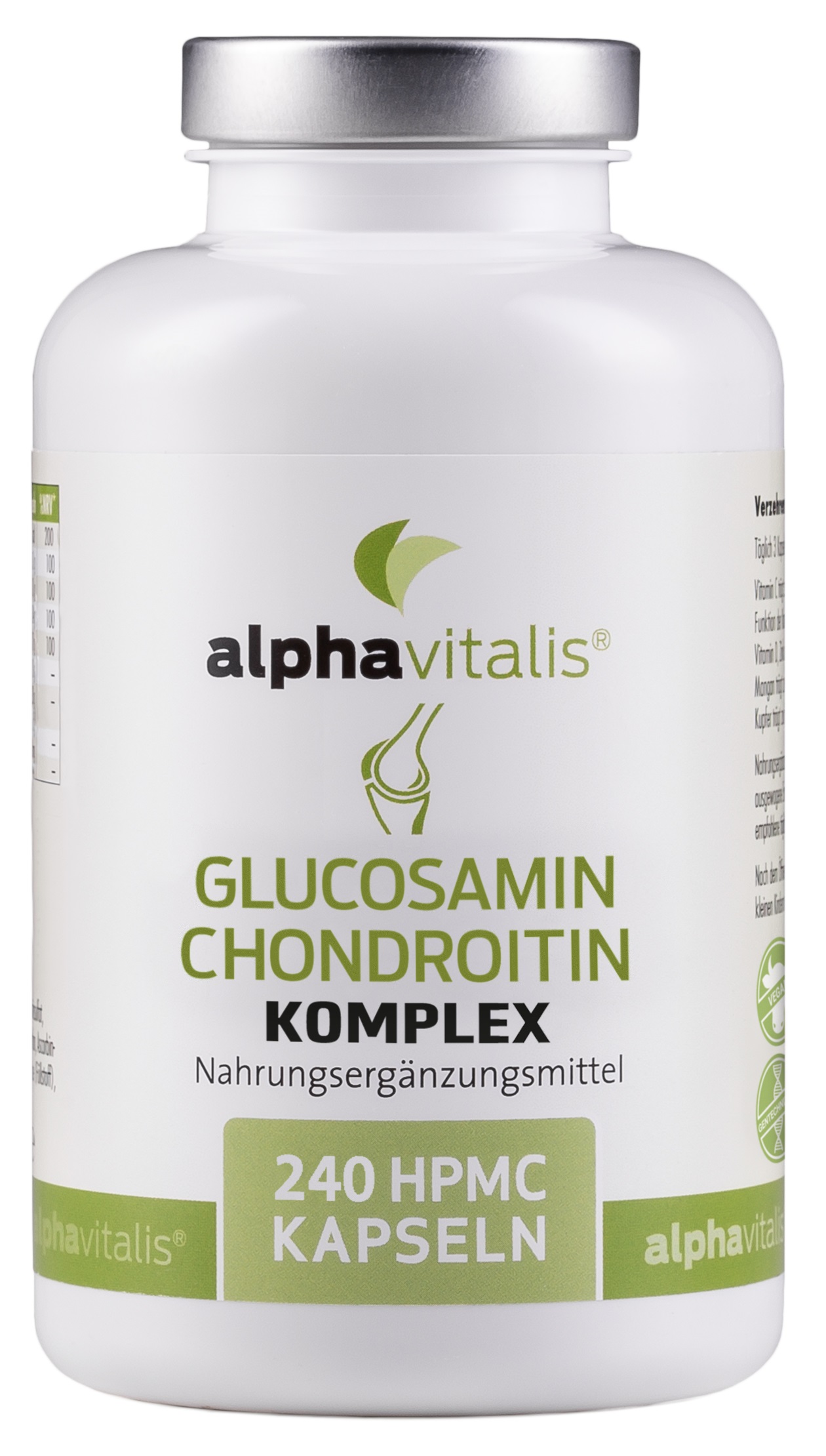 Alphavitalis Glucosamin Chondroitin Komplex | 240 Kapseln | mit Hyaluronsäure, MSM, Zink, Mangan | ohne Magnesiumstearat | vegan