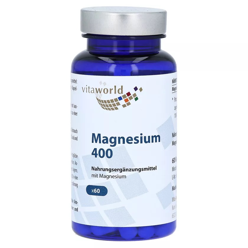 Vita World Magnesium 400 | 60 Kapseln | vegan | gluten- und laktosefrei