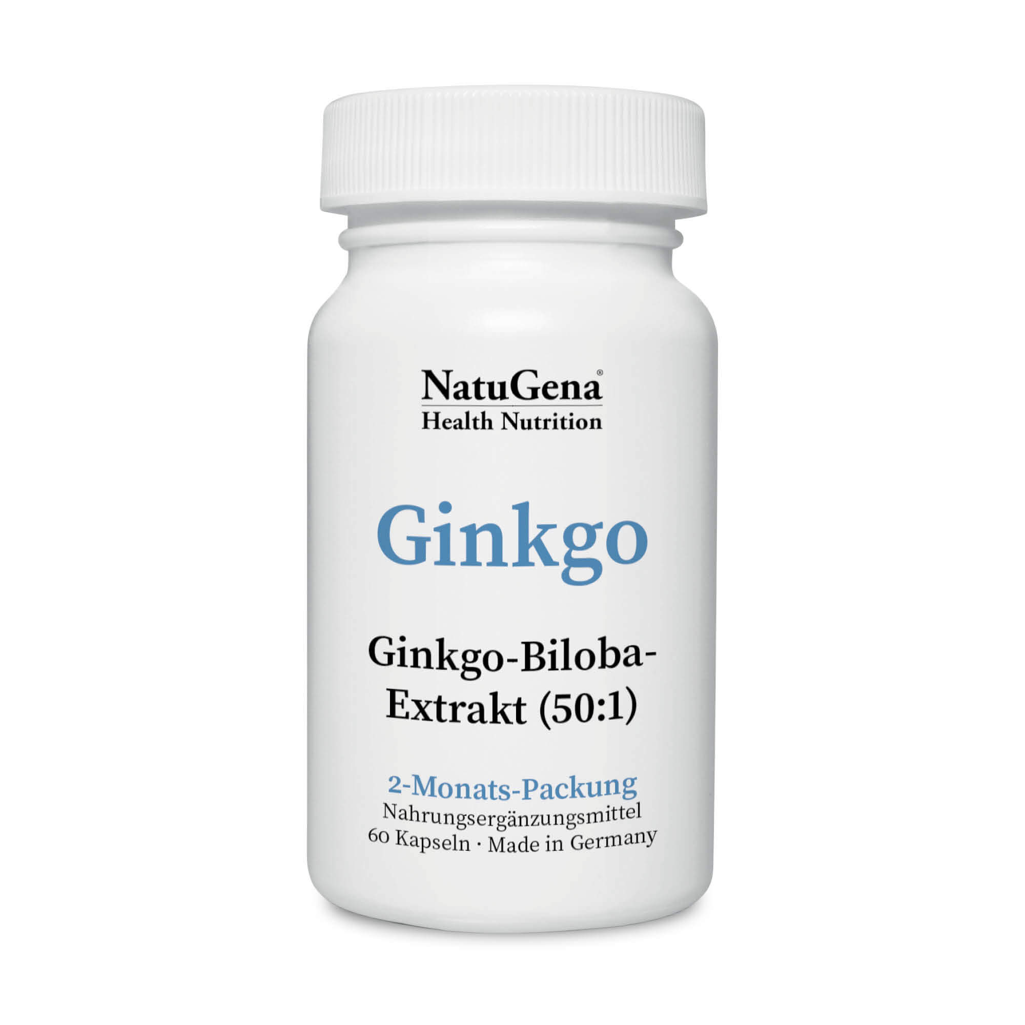 NatuGena Ginkgo | 60 Kapseln | Ginkgo-Biloba-Extrakt 50:1