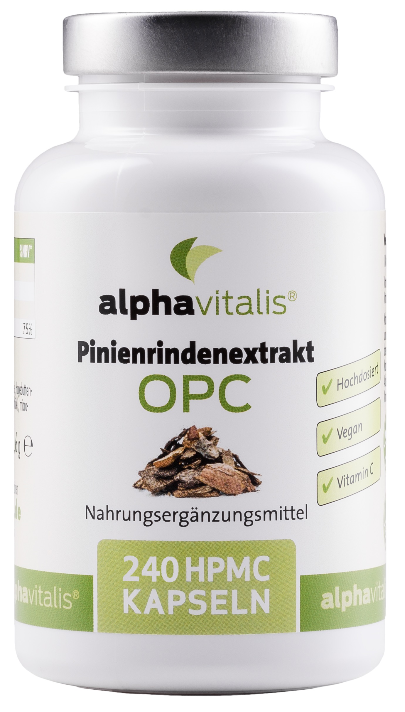 Alphavitalis Pinienrinden Extrakt mit OPC + natürliches Vitamin C |  240 Kapseln | ohne Magnesiumstearat | hochdosiert | laborgeprüft | vegan