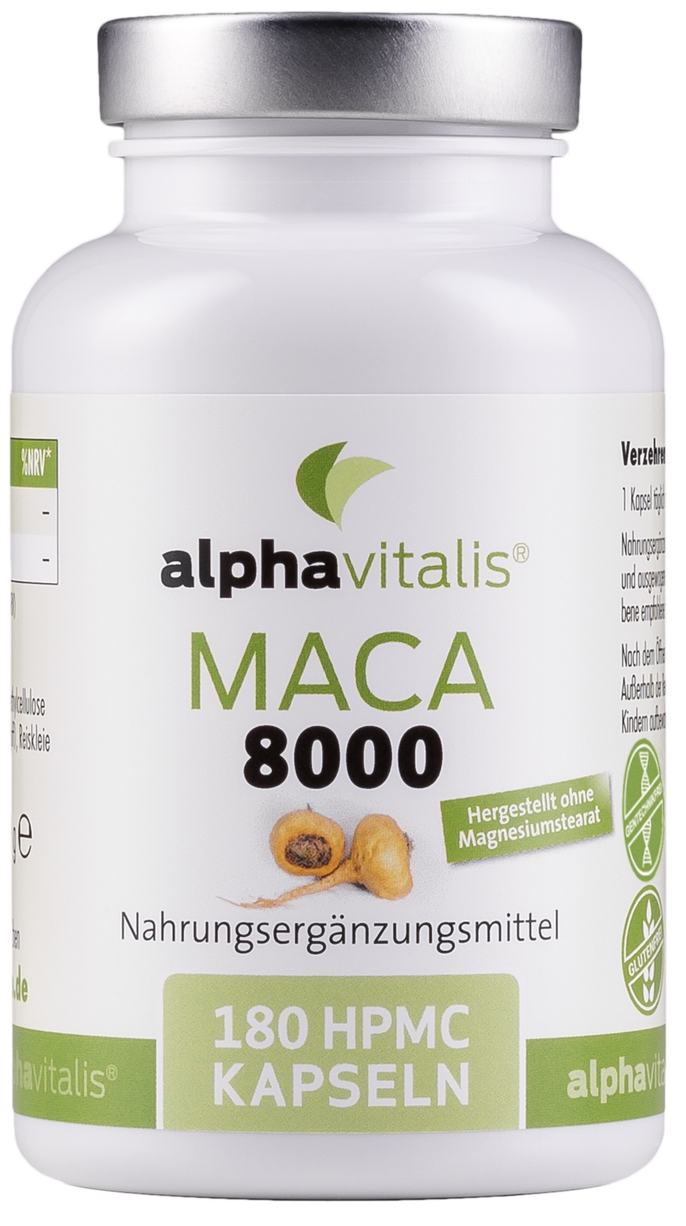 Alphavitalis Maca 8000 Gold | 180 Kapseln 20:1 Maca Wurzel Extrakt | ohne Magnesiumstearat | hochdosiert | laborgeprüft | vegan | deutsche Herstellung