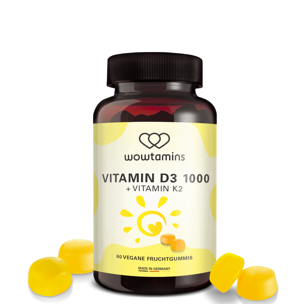 wowtamins Vitamin D3 1000 + Vitamin K2 | 60 vegane Fruchtgummis