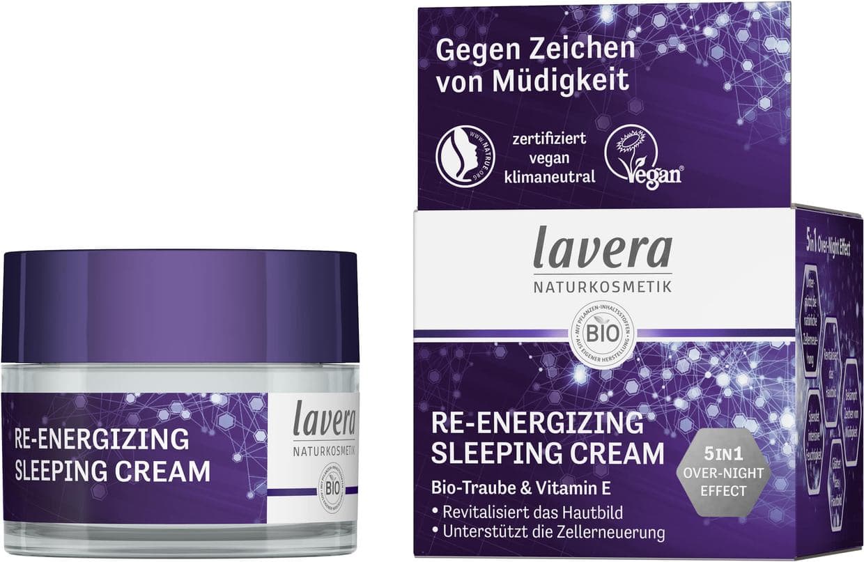 Lavera Re-Energizing Sleeping Cream | 50ml | Bio-Traube & Vitamin E