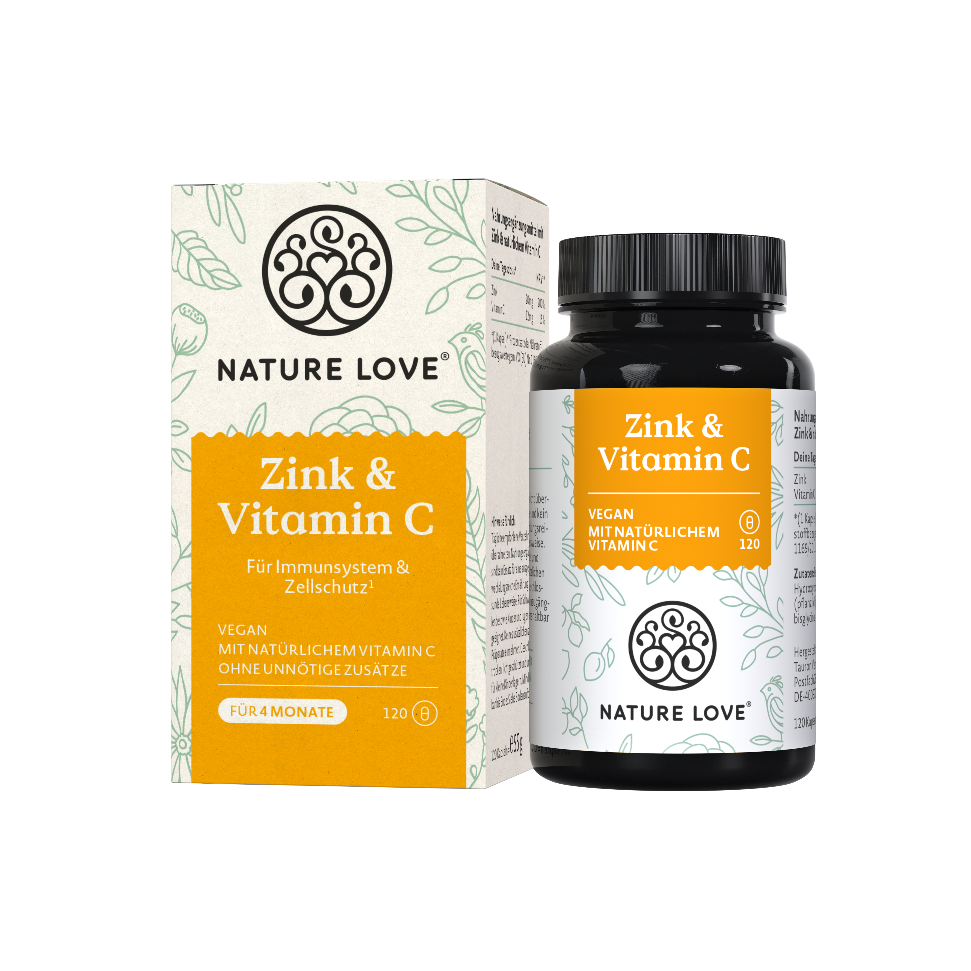 Nature Love Zink & Vitamin C | 120 Kapseln | vegan